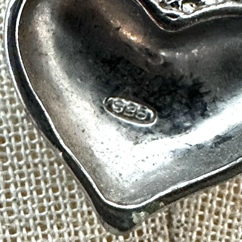 DBJ silver double heart pendant necklace